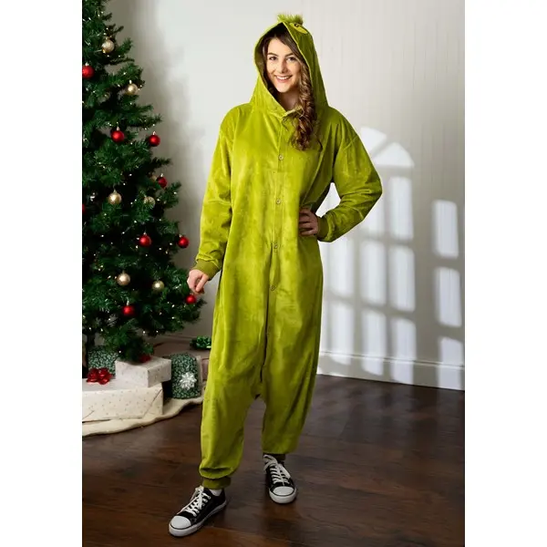 The Grinch Adult Onesie Costume, Halloween, Women