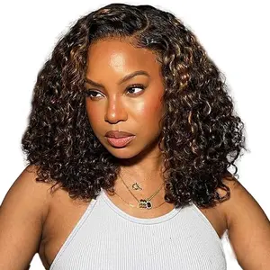 v-like Black Women's 5x5 Glueless HD Lace Front Water Wave Curly Human Hair Wig - 250% High Density 18in Burgundy Glueless Frontal Hairpiece with Summervibes, Glueless Frontal Wig