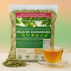 Viral Brand New Premium Guanabana Whole Sun Dried Graviola Soursop Leaf | 100% Natural Hoja de Guanabana de Mexico | Fresh, Wildcrafted, and Authentic | Makes 30+ Cups Tea Beverage