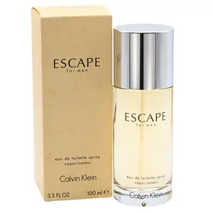 Calvin Klein Escape Men's Luxurious Woody Amber Non-Sweet Zesty Alcohol-Based Fragrance - EDT/EDP Spray, Daytime Wear, 3.3/3.4 fl oz, New in Box, Single Item, Gifts for Him, Woody Amber Scent