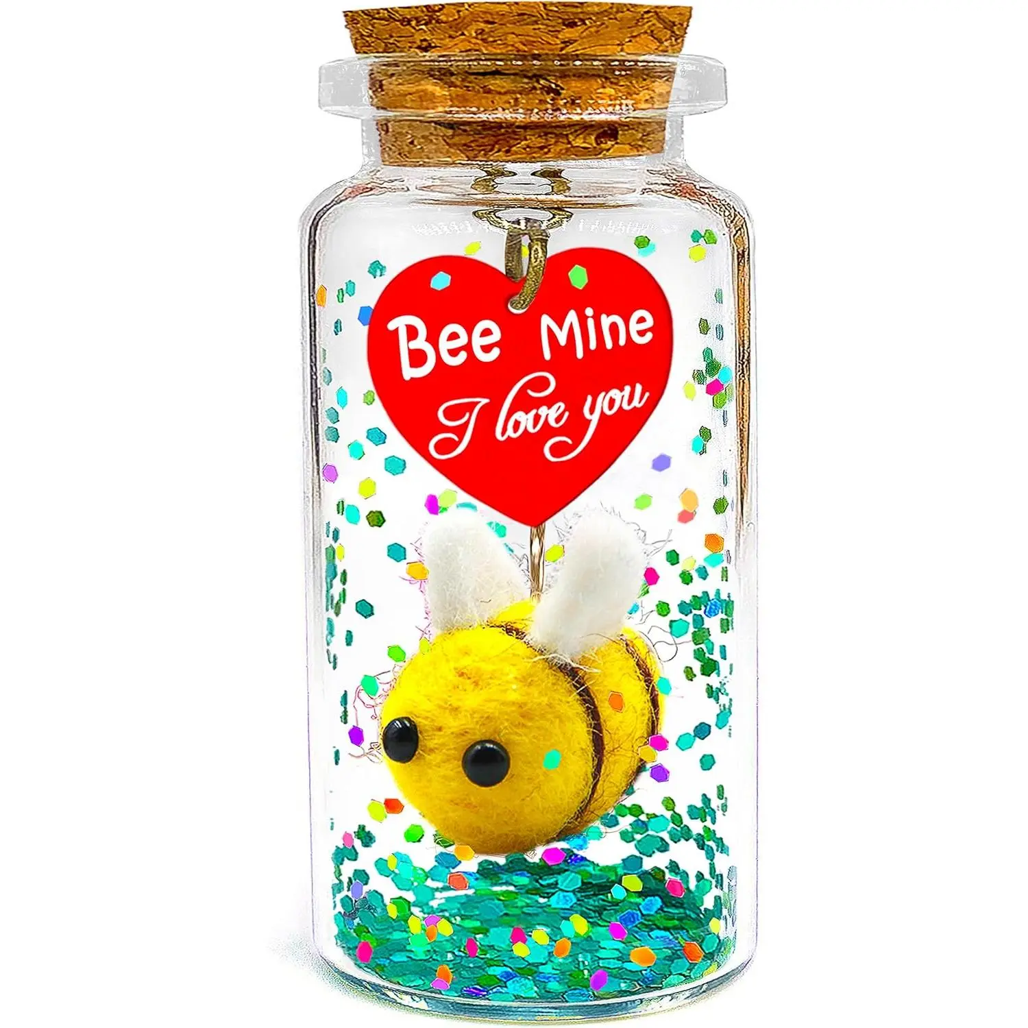 Romantic Message-in-a-Bottle Gift with Jar, Felt & Box - Cute Bee Mine Anniversary Present for Couples - Festive Home & Party Decor Supply, Wedding