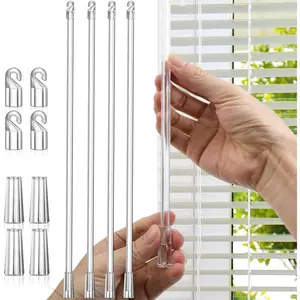 12 Inches Clear Window Blind Tilt Wand Replacement with Hook and Grip (4 Pack)