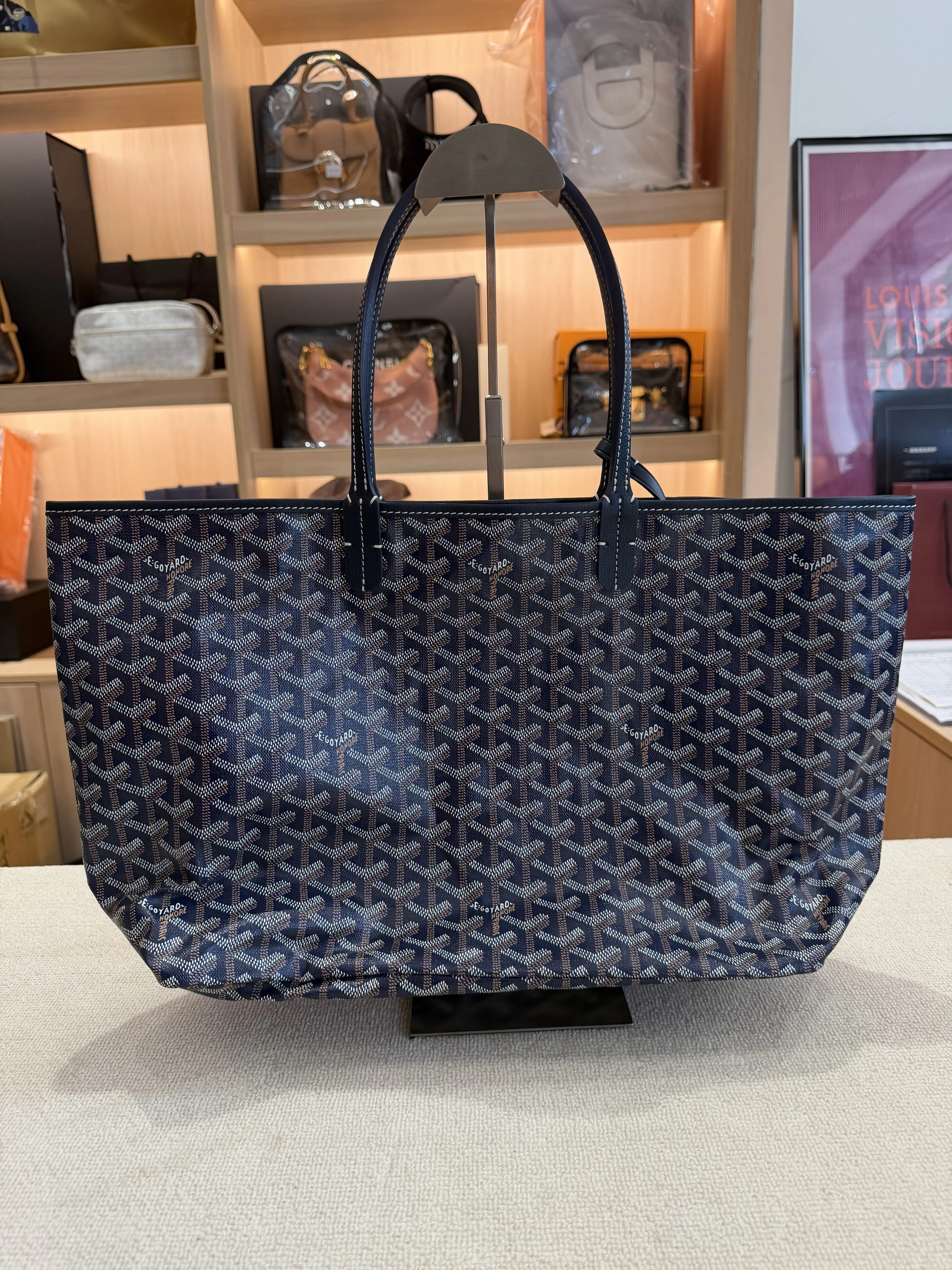 Pre-owned Goyard Saint Louis PM Tote Navy Blue Shoulder Bag