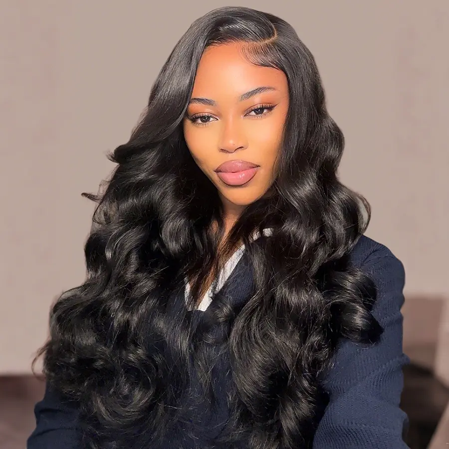 [NEW IN] Pizazz Hair Side Part Body Wave Glueless Wig 220% Density 13x6 HD Transparent Pre Cut Lace Ready To Go Wigs Human Hair ,Straight out the Box With Pre Bleached knots , Pre Plucked Natural Hair Line