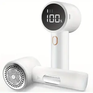 Fabric Shaver, Lint Remover Rechargeable, Electric Portable Sweater Defuzzer with 3 Speeds, 6 Leaf Blades, Digital LED Display to Remove Pilling for Clothes, Furniture, Sweater, Couch, Blanket