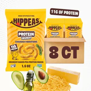Cheddar Vibrations Protein Crunch - Crunchy Baked Pea Protein Snack - 11g Plant Protein, Avocado Oil, Gluten Free Snacks, Dairy Free, Vegan, Crunchy, Nutritious, Baked Plant Protein Snack, Non-GMO, Kosher