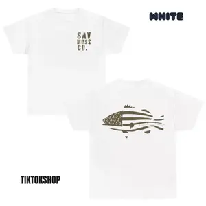 Sav Moss Co Fishing Flag T-Shirt – American Flag Fish Graphic Print, Coastal Angler Style Design for Fishing Lovers, Patriotic Outdoor Shirt, Perfect Gift for Fishermen and Fishing Enthusiasts, Unisex Casual Tee, Menswear Outdoor Apparel