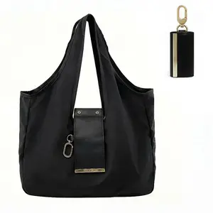 WUBYHIT Keychain Tote Bag Foldable Expandable Leather Mini Bags with KeyRing Portable Handbag for Daily Errands Small Size Big Capacity gift day s outdoorfun