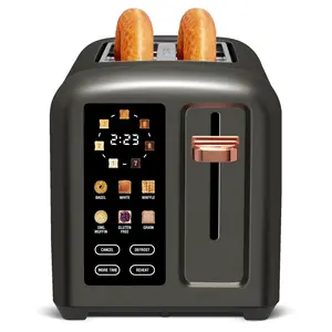 Toaster 2 Slice, Stainless Toaster LCD Display&Touch Button, 50% Faster Heating Speed, 1.4'' Wide Slots Toaster, 4 Basic+More Timer Functions, Removable Crumb Tray, 1350W