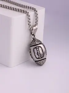 American Football Pendant Necklace for Men & Women, Stainless Steel Soccer Necklace, Fashion Jewelry for Party, Daily Decor, Trendy All-match & Exquisite Jewelry for Birthday Gift