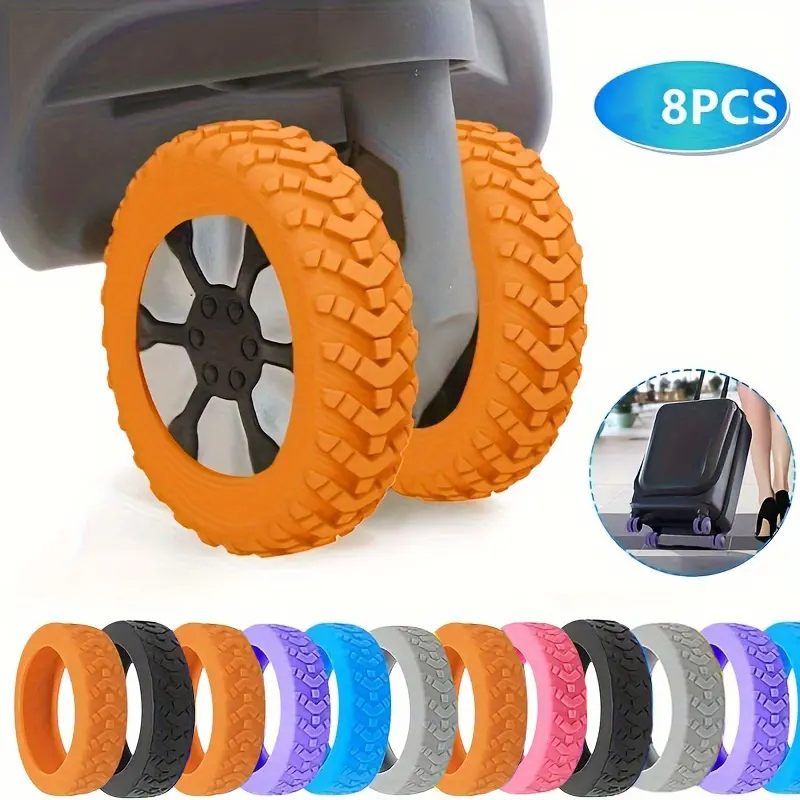 Set Of 8 Luggage Wheel Protectors, Made Of Silicone, Durable, Cover And Protect Wheels, Reduce Noise, Ideal For Travel Accessories, Luggage Racks