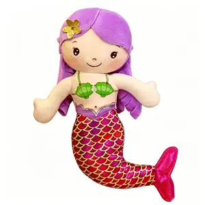 Cute Soft Mermaid Princess Stuffed Plush Doll Fluffy Mermaid Toy for Valentine's Day Birthday Ocean Party Decoration
