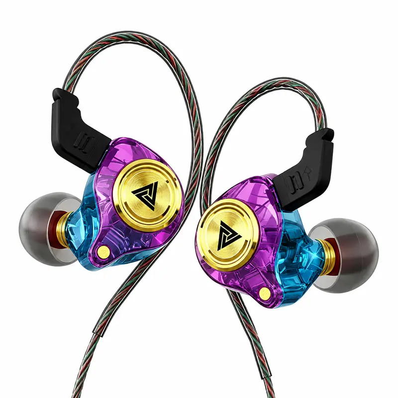QKZ AK3 Wired In-Ear Earbuds with 3.5mm Jack, Built-In Microphone for Clear Hands-Free Calls, HiFi Heavy Bass Stereo Sound, Lightweight Ergonomic Fit, Durable Braided Anti-Tangle Cable for Sports, Daily Commute headphone subwoofer noise cancelling