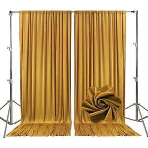 10ft x 10ft Gold Backdrop Curtains for Parties, Background with Rod Pockets for Weddings, Birthday, Baby Shower, Photography, Graduation Party Backdrop Drapes, 2 Panels