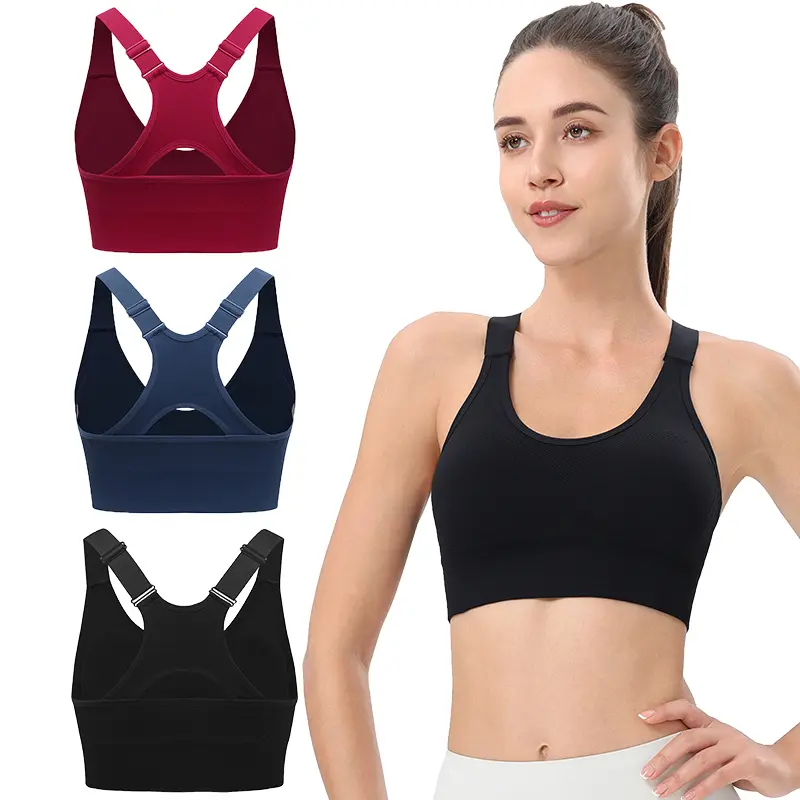 Seamless Racerback Sports Bra for Women, High Support Padded Wireless Crop Top with Adjustable Straps, Athletic Fitted for Yoga & Gym Workout, Gym Clothes Workout, Cropped Activewear, Seamless Lightweight Workout