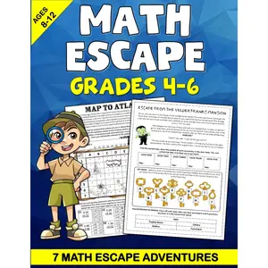 Math Escape Rooms for Kids Grades 4-6: Math puzzle books for kids, fun math workbook for kids 8-12, a fun multiplication workbook with math puzzles for kids aged 9-12, logic and math puzzles Paperback – January 28, 2025