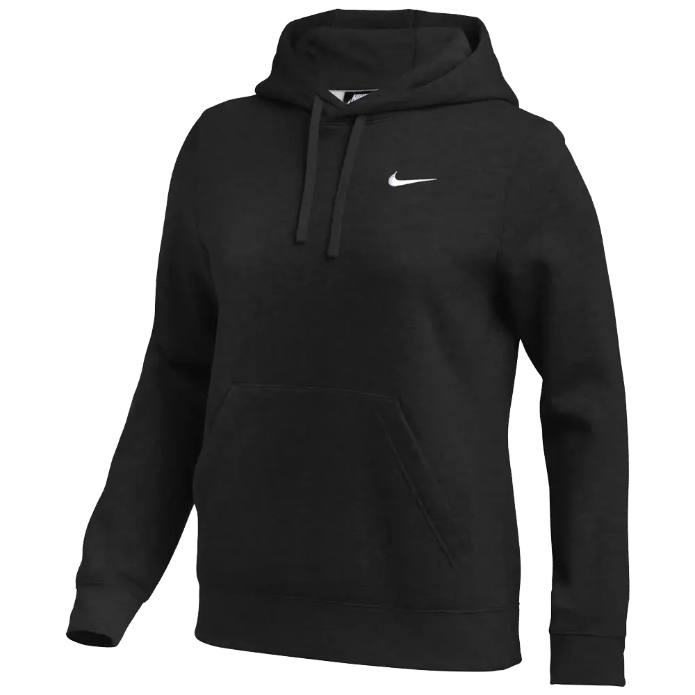 Nike Women's Club Training Pullover Hoodie - 80% Cotton 20% Polyester Blend, Soft Fleece, Elastic Waistband, Drawcord, Gym Activewear, Dk Grey Heather, Navy