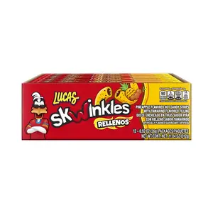 Lucas Skwinkles Rellenos Pineapple/Tamarindo Mexican Candy Straws (12 Count), Sweet, Spicy, Chili, Dulces Mexicanos Snack Bonbon Chewy