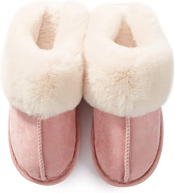 Women's Plush Faux Fur Slippers, Chic Open Toe Slides with Non-Slip Platform Sole, Cozy Warm Indoor Winter House Shoes, Moccasin, Modern