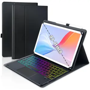 Universal Touchpad Keyboard Case for 9.7,10.1,10.2",10.5",10.9",11" Tablet, Rainbow Backlight TrackPad Keyboard with Type-C  Port fit 9.7-11 inch Android/iOS/Windows (Black)