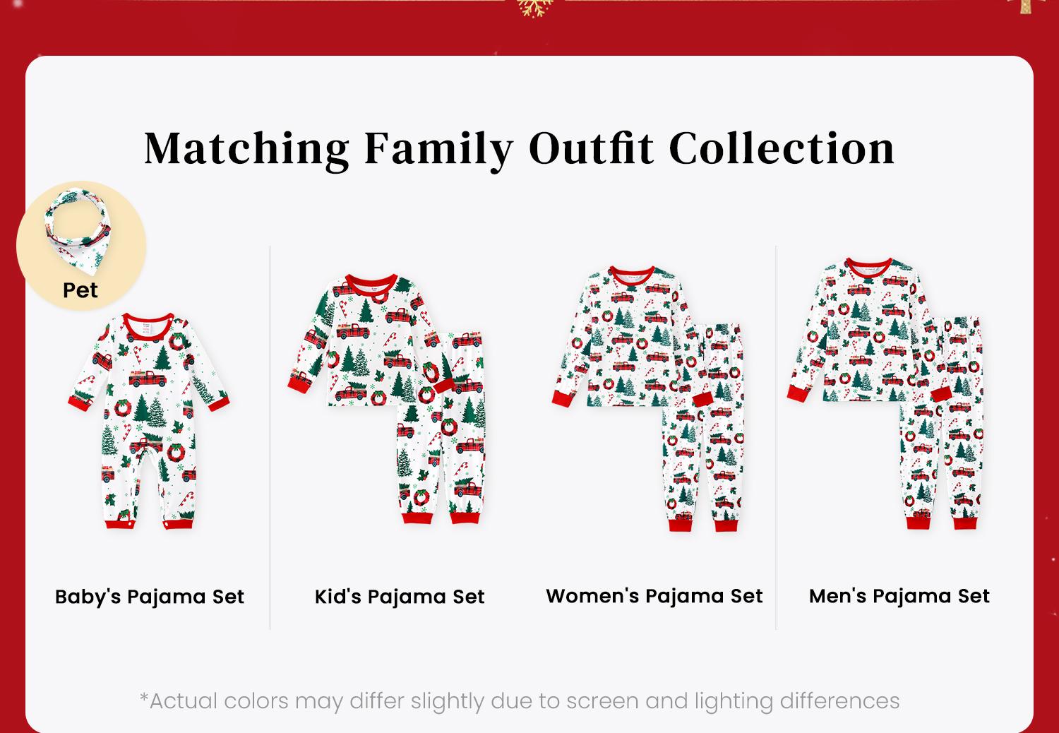 PatPat Christmas Pajamas Soft & Stretchy Family Matching  Long Sleeve Sets Christmas Cars Patterned Sleepwear for Women Men Couples Adult Kids,Cute Pajama,Cozy Pajamas ,Flame Resistant,autumntok,wintertok,BFCM Early Bird