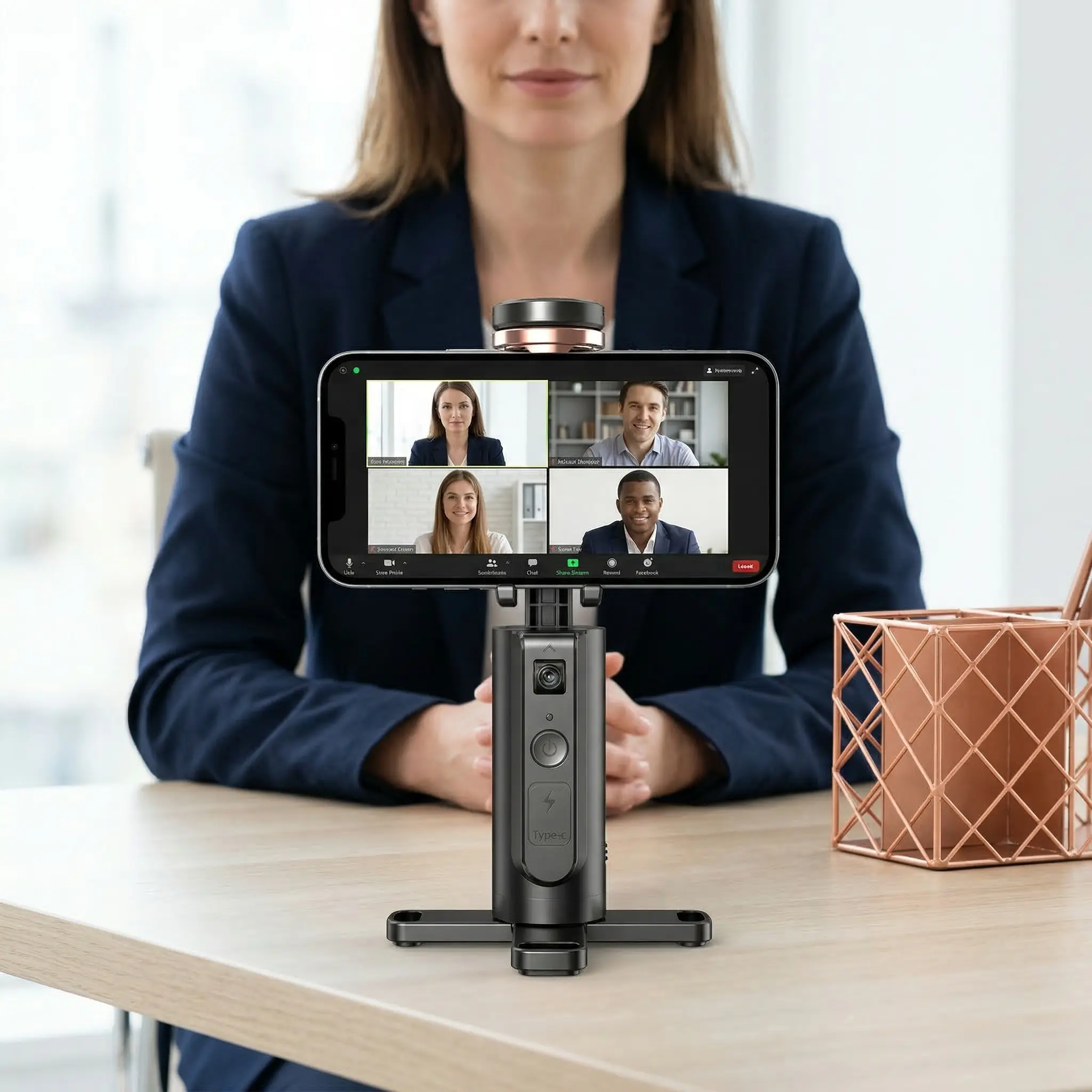 Auto Face Tracking Tripod 360° Rotation Smart Phone Holder, AI Face & Body Tracking with Gesture Control, 1200mAh Rechargeable Battery, Ideal for Live Streaming, TikTok, Vlog and Video Recording#SummerWins#BackToSchoolDeal