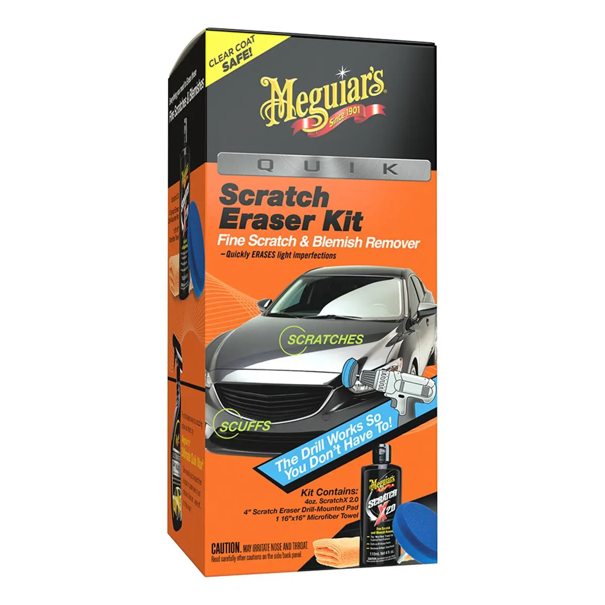 Meguiar's Quik Scratch Eraser Kit, Drill-Activated Paintwork Cleaner for Car Owners, Includes 4-in Pad, Removes Blemishes & Light Imperfections with Minimal Effort