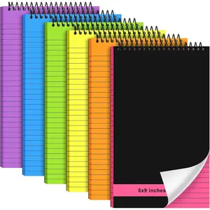 6 count Legal Pad Top Spiral Bound Notebook 70 Sheets Double Sided College Ruled Paper Notepad Memo Steno Pad with Stiff Cover for Business College(6 x 9 Inches,No Holes,Bright Color)