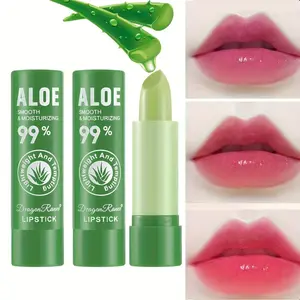 2PCSAloe Vera Glossy Lip Balm, Moisturizing Hydrating Moisturizer Waterproof Anti-dryness Lip Lotion, Temperature-sensitive Color-changing Lipstick, Gloss