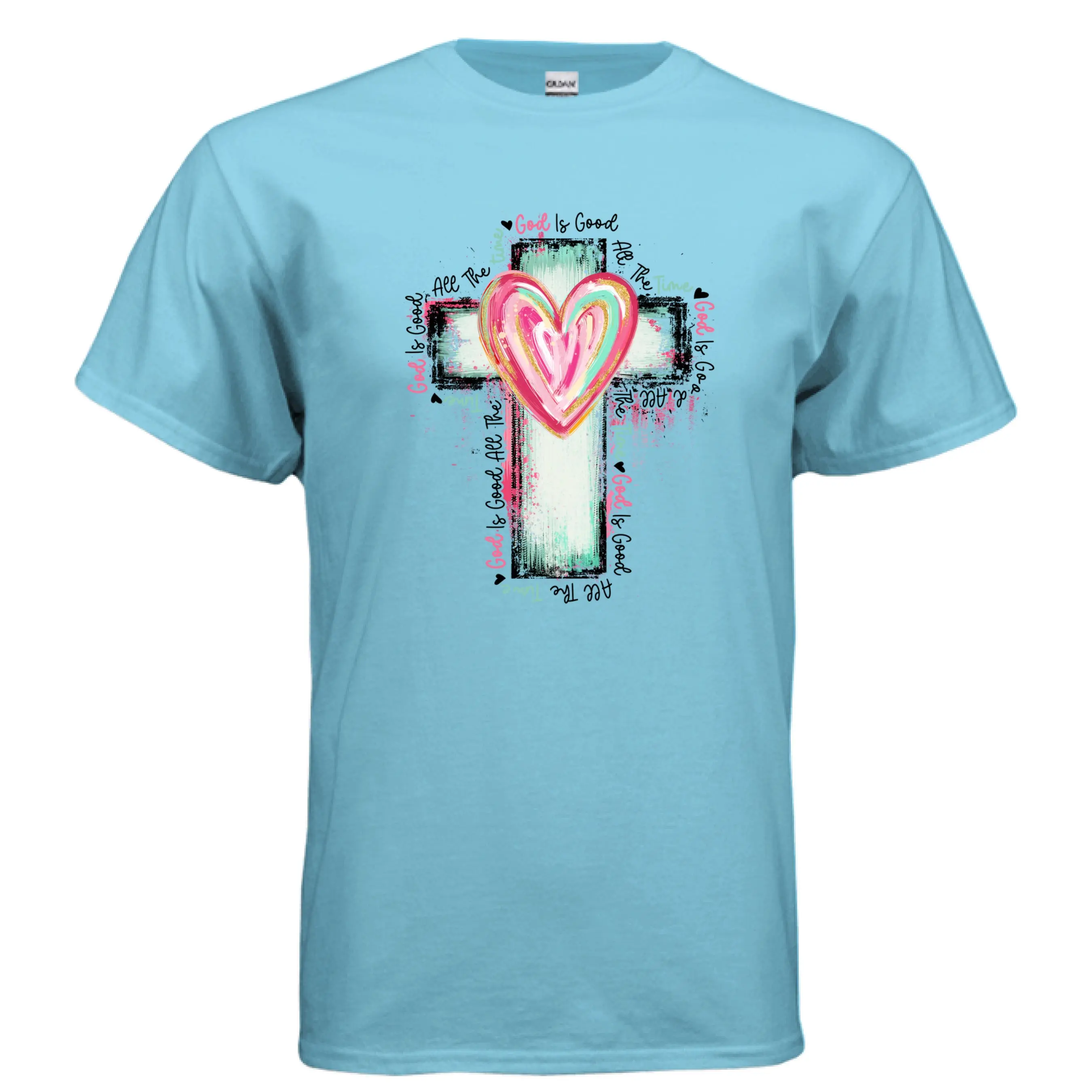 God Is Good Gildan G500 Adult 5.3 oz T-Shirt Fitted Short Sleeve Crew Neck Casual Summer Medium Length 100% Cotton