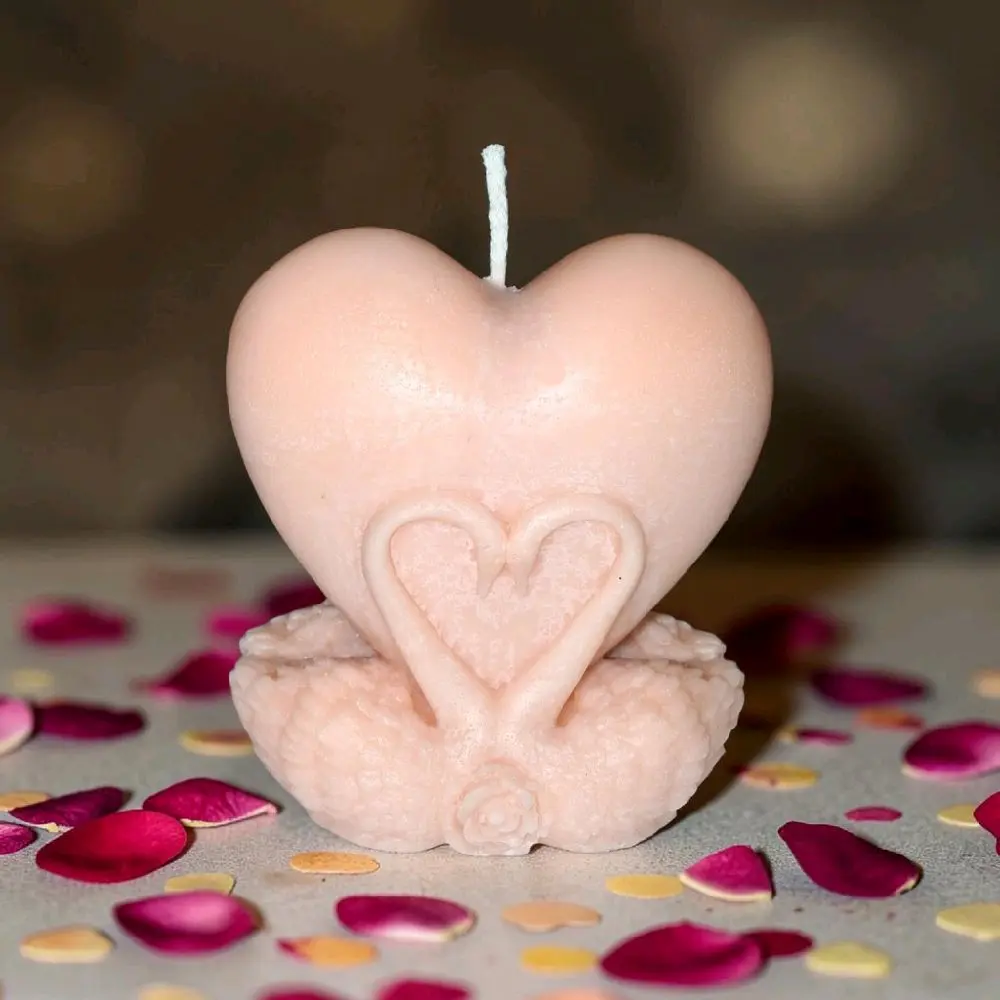 Swan Heart shaped scented candle decor gift