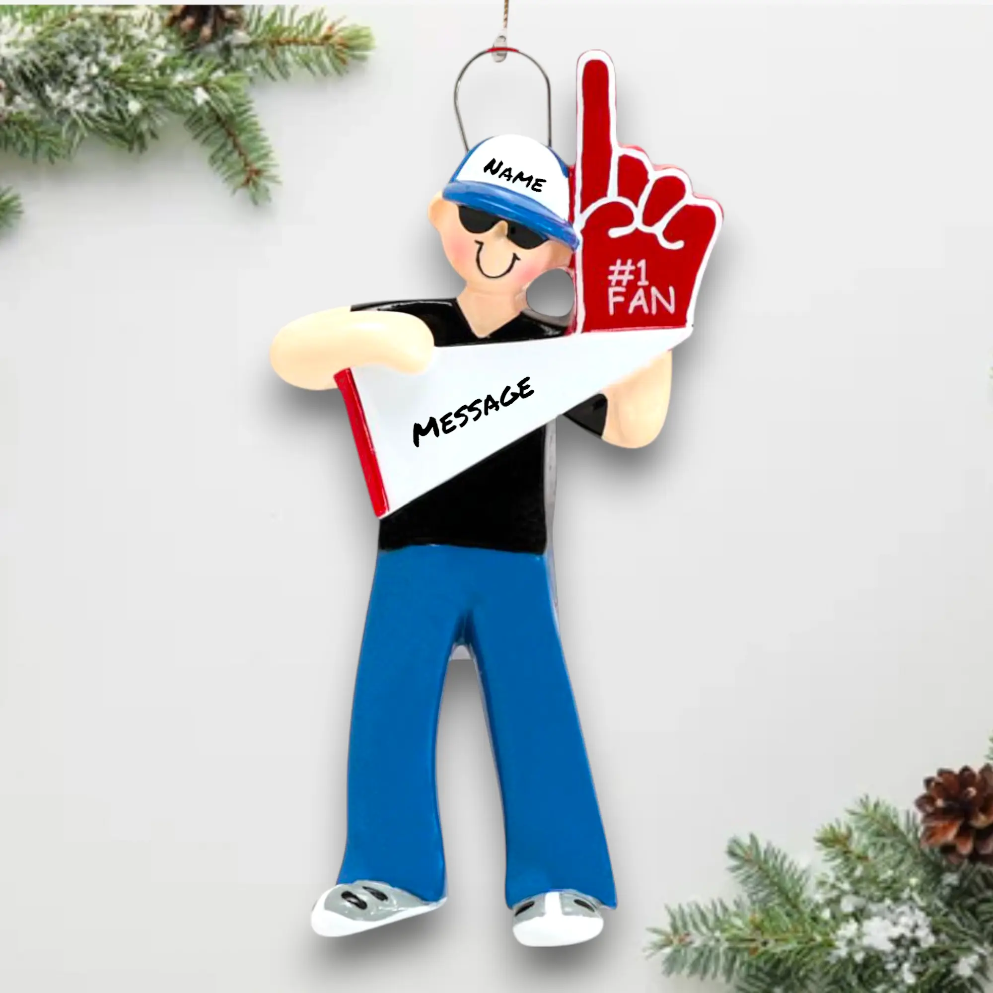 Personalized #1 Fan Christmas Ornament – Custom Name & Message – Sports Enthusiast Gift – Cheerleader or Game Day Supporter – Noel Box