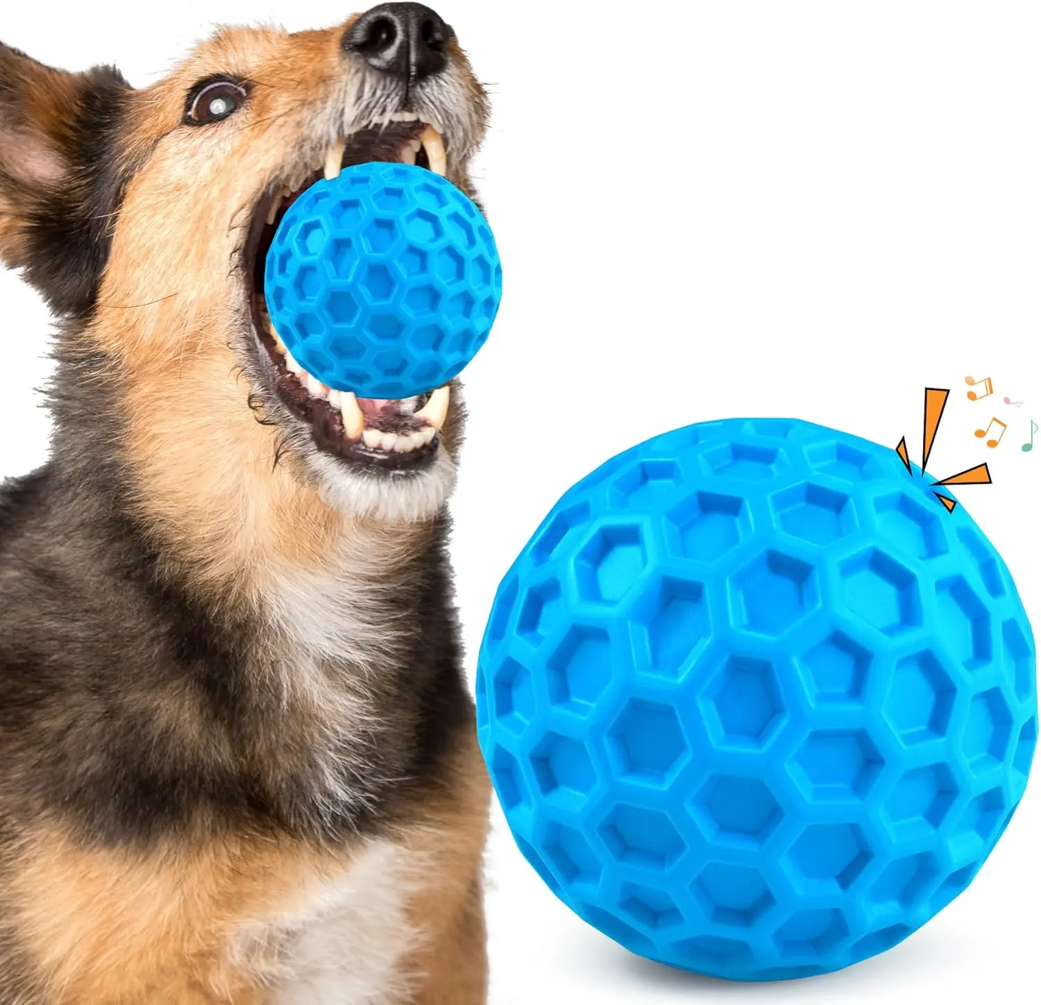 Durable Squeaky Dog Balls 1 Pack Indestructible Heavy Duty Chew Toys Interactive Play Balls for Large Dogs Aggressive Chewers Daily Outdoor Pet Play Gear