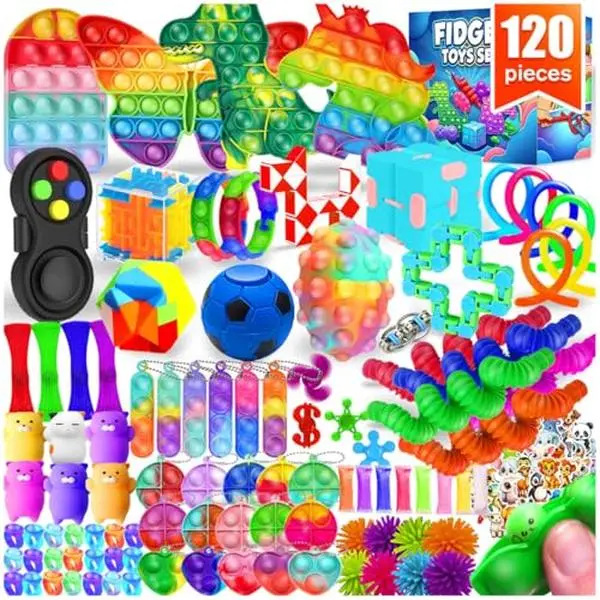 Fidget Toys, 120 Pack Party Favors for Kids 8-12 4-8, Sensory Toy for Autism Autistic Anxiety Children Boys Girls, Classroom Treasure Box Prizes Pinata Stocking Stuffers Gifts Carnival ADHD