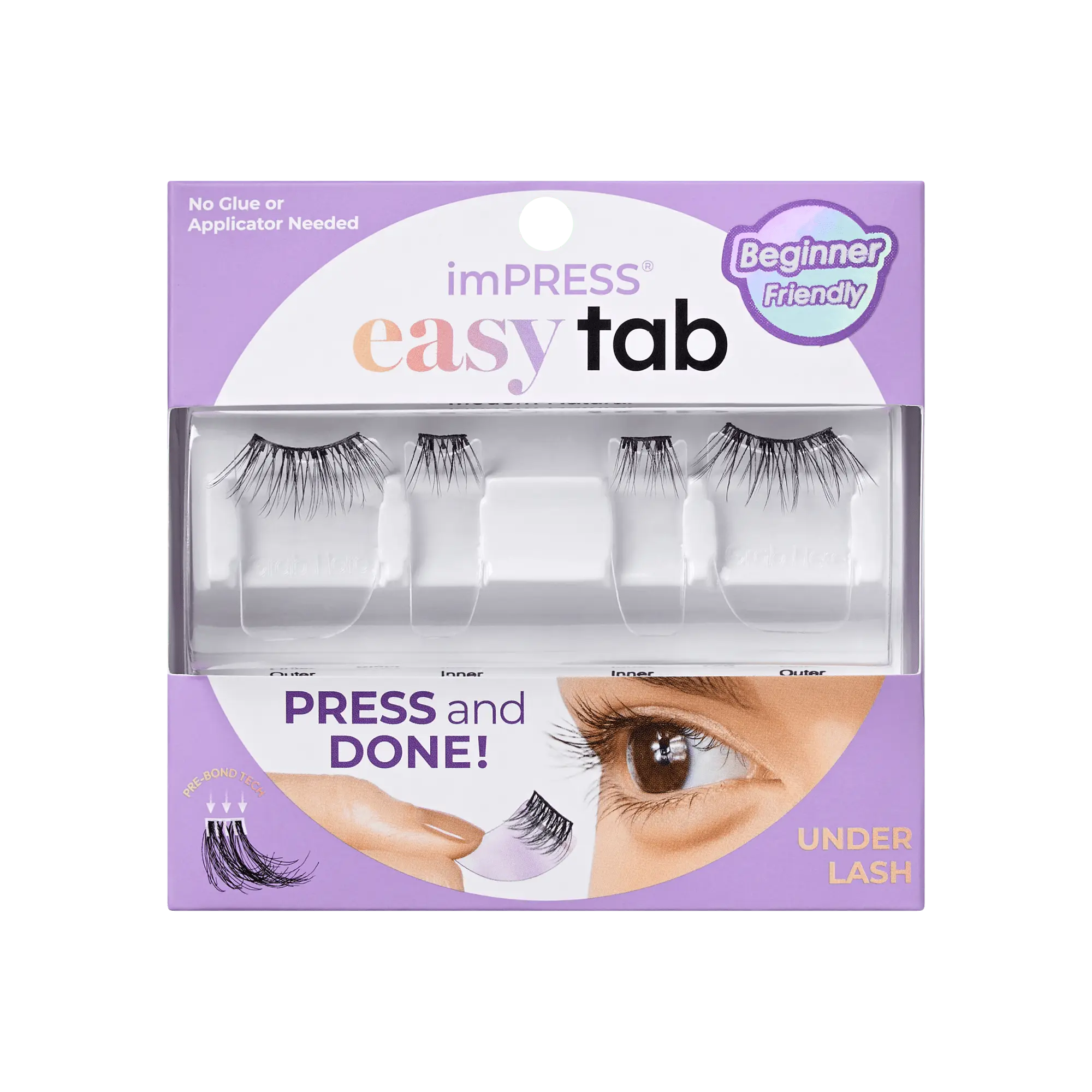 Impress Falsies easy tab Pre-Glued False Eyelashes - Modern Natural | 1 Pair of Half Lash & 2 Lash Clusters, 6mm-12mm