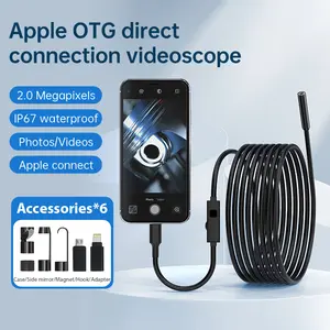 Endoscope Camera with Light, Endoscope with Semi-Rigid Snake Camera,1920P HD Borescope Tools with 8 Adjustable LED Lights , Inspection Borescope for iOS and Android - 16.4ft Single Lens