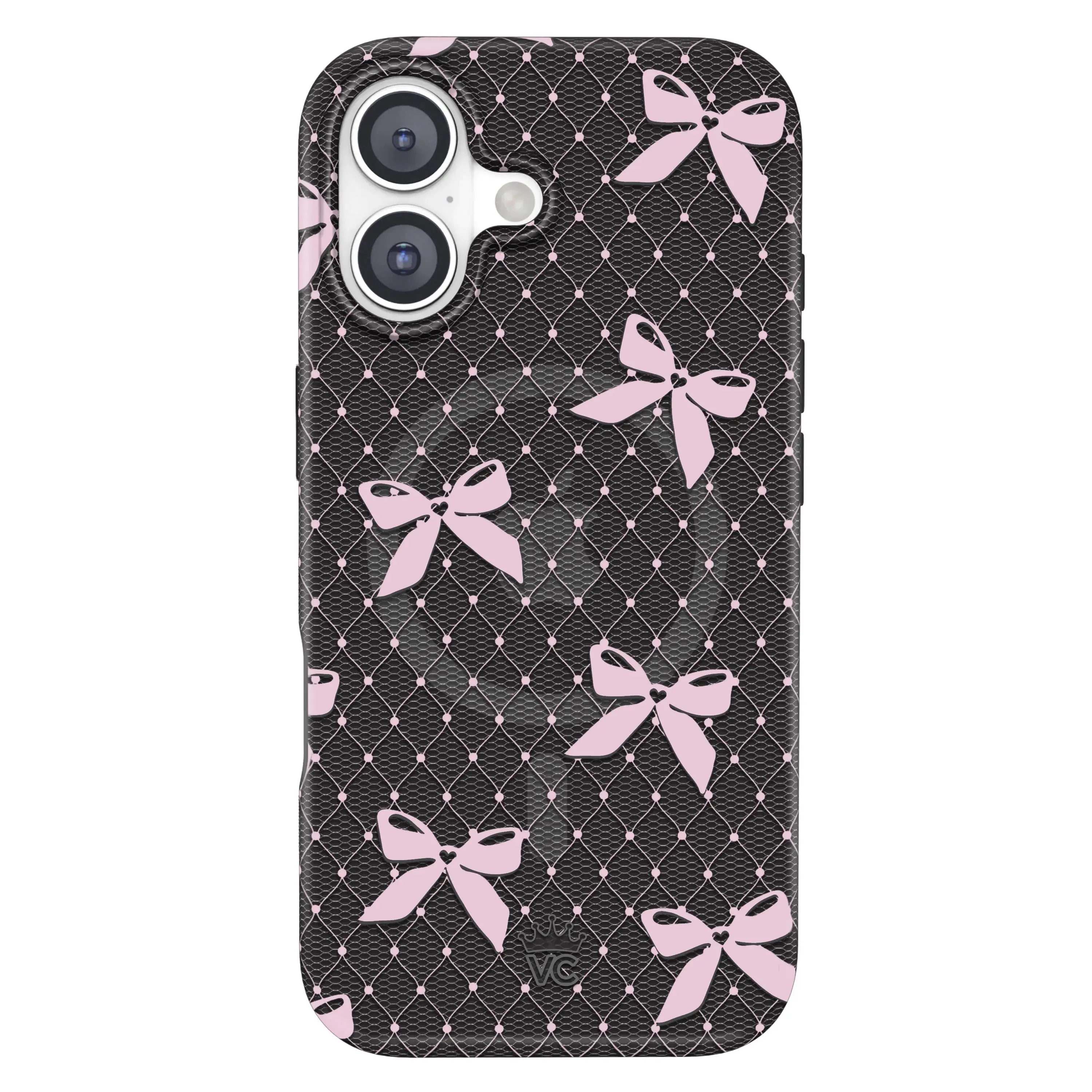Velvet Caviar Lacy Pink Bows Magnetic Laser Print iPhone Case - Cute Accessories, Durable Shockproof Smartphone Phone Cover Casing with Stylish Design for Handheld Devices