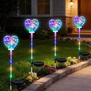 Solar Garden Lamp Outdoor, Colorful Heart Atmosphere Light, Spring Valentine's Day Decoration, Yard Path Lawn Party Festival Decor, Solar Landscape Lights, Decorative Garden Lights