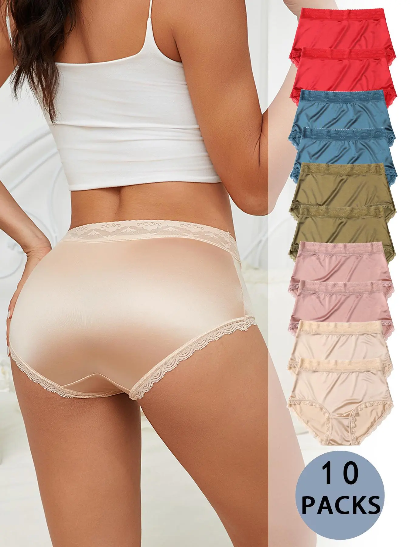 Women's Contrast Lace Panty, Soft Comfy Breathable Knicker for Daily Wear, Underwear for All Seasons, Womenswear, Breathable Panties, Casual Fitted Underwear