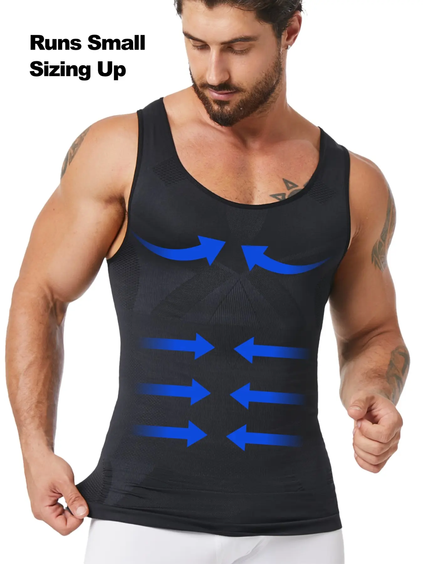 Men's Seamless Shapewear Tank Top Undershirt, Tight-Fitting Sleeveless Compression Shirt, Abdominal Control Breathable Casual Daily Wear