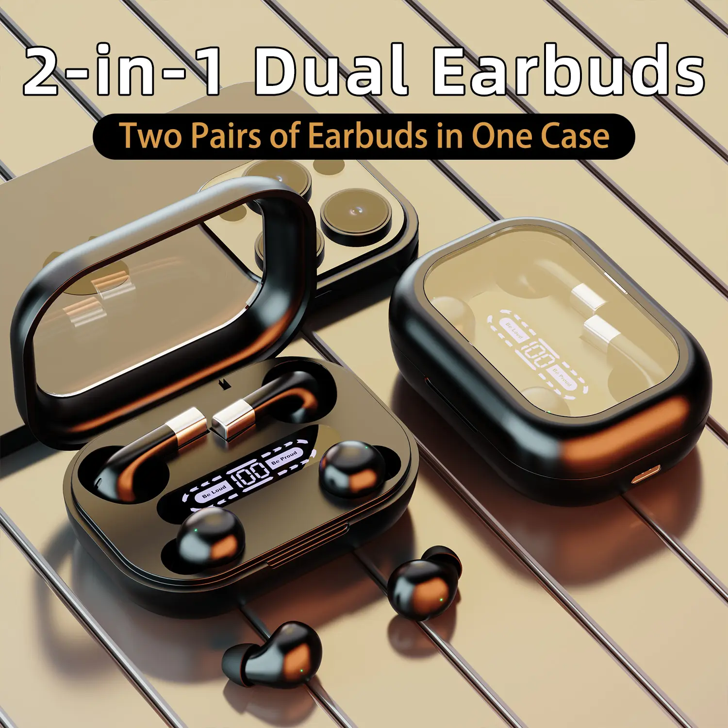2-in-1 Ultra Tiny Bluetooth Sleep Earbuds - Deep Hidden In-Ear, No Ache for Long Wear, Pressure-Free Side Sleeping, Snoring & Ambient Noise Blocking, Dual Wear Modes, Sensitive Touch Control, Long Battery Portable