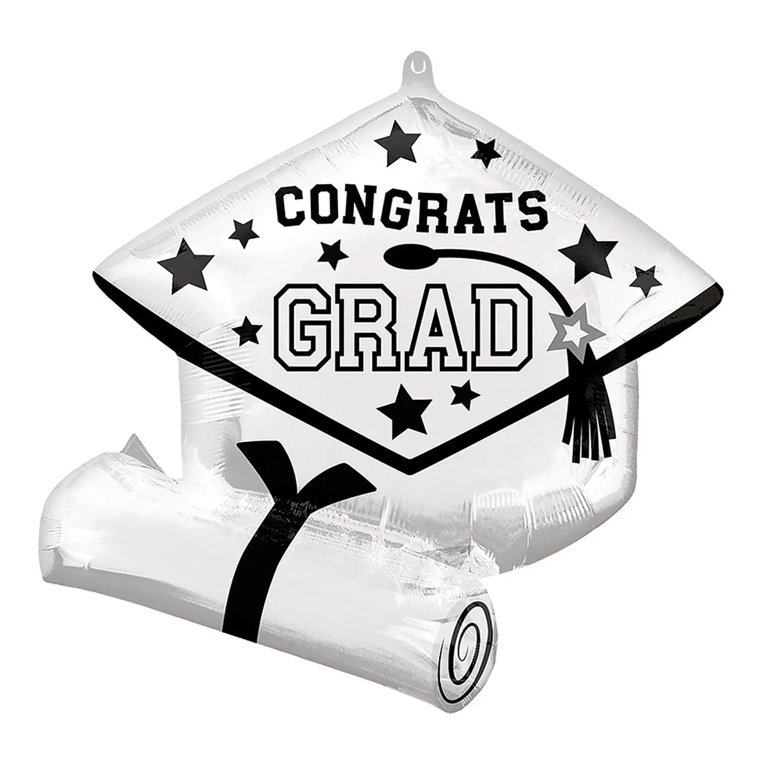 White Cap Shape Congrats Grad Diploma Mylar Balloon, 25" Multicolor Customizable Party Decor Balloon Decor for Graduation Celebrations