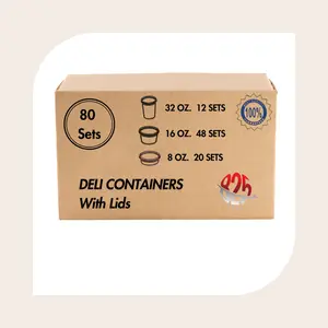 80 Pack - Deli Food Storage Containers with Lids [20-8 oz, 48-16 oz, 12-32 oz] - BPA Free, Microwave and Freezer Safe