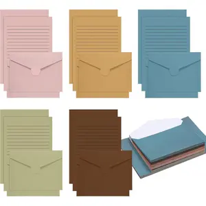 100 count Stationery Lined Stationery Paper and Envelopes Set Includes 50 Letter Writing Paper and 50 Envelope for Office, 5.5 x 8.25 Inch(Morandi)