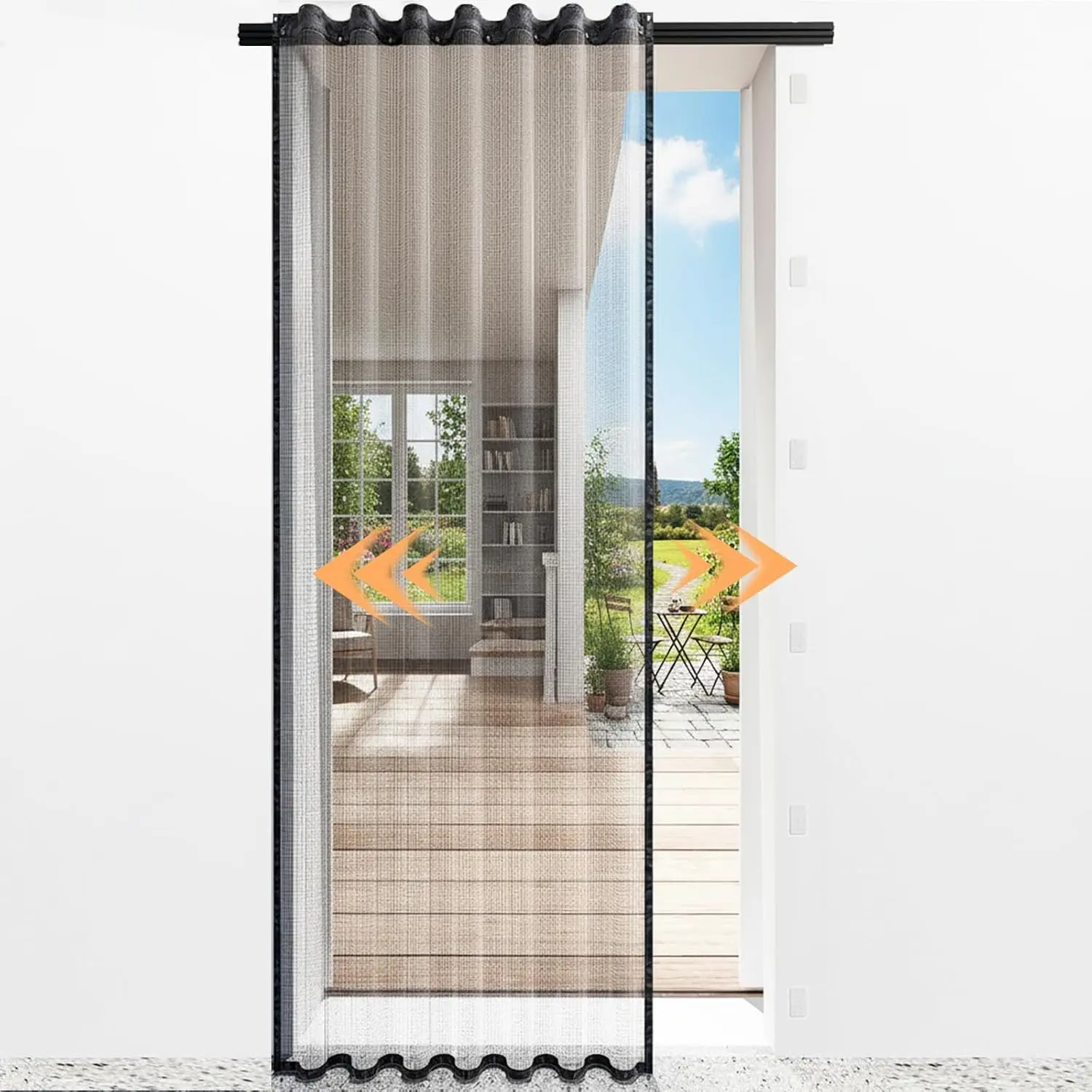 Retractable Screen Door with Track,, Fits 36" x 80" Door| Opening, Single Panel Door Screen Clourse, Easy Install Fiberglass Mesh for Front Back French Door