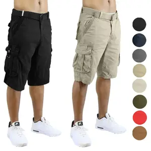 Men's 2-Pack Distressed Cotton Cargo Belted Shorts