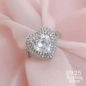 S925 Sterling Silver Heart Zircon Ring: Romantic Gift for Wedding, Anniversary, Mother’s Day | Luxury Fashion Jewelry