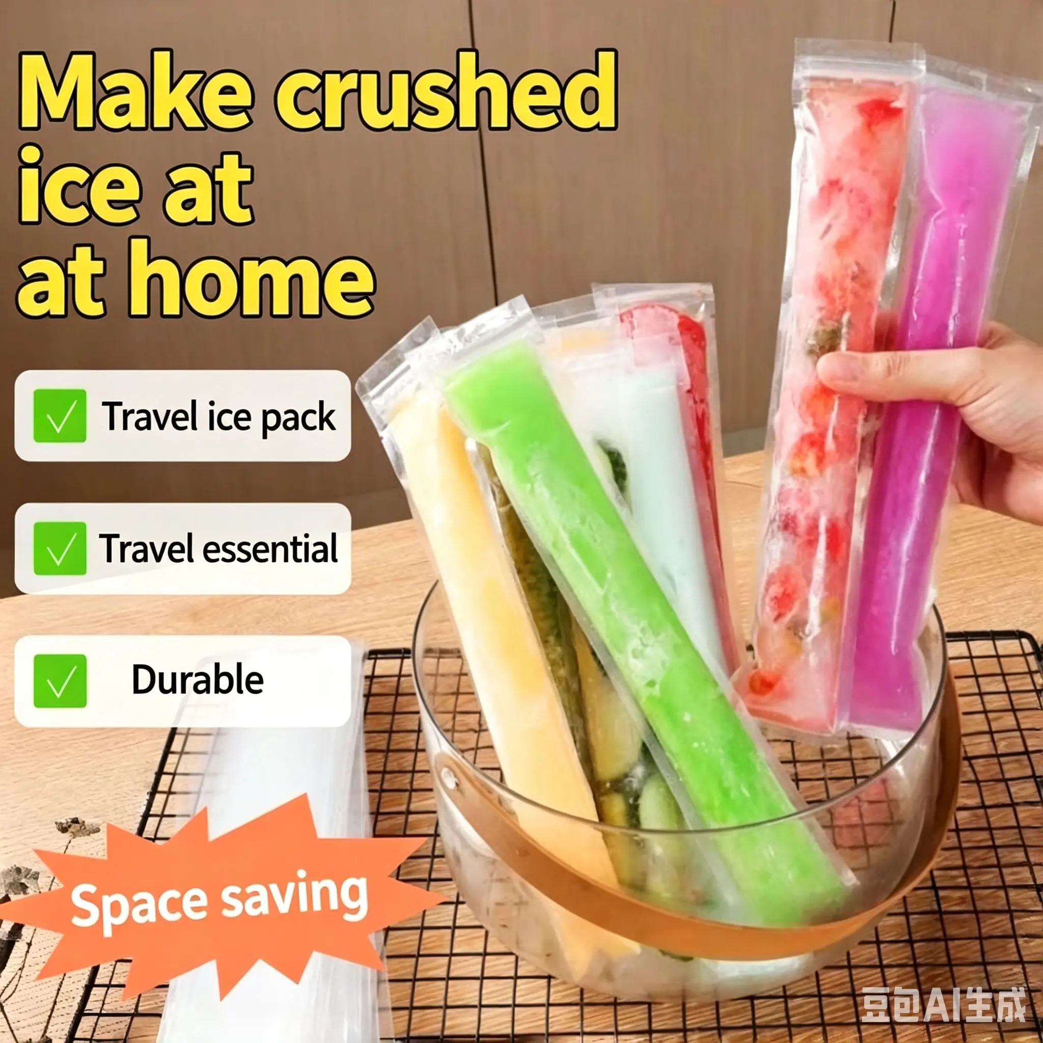 Food-grade DIY homemade crushed ice popsicle packaging bags, household self-making ice candy molds, with free funnel included，You'll receive exactly 100 pcs