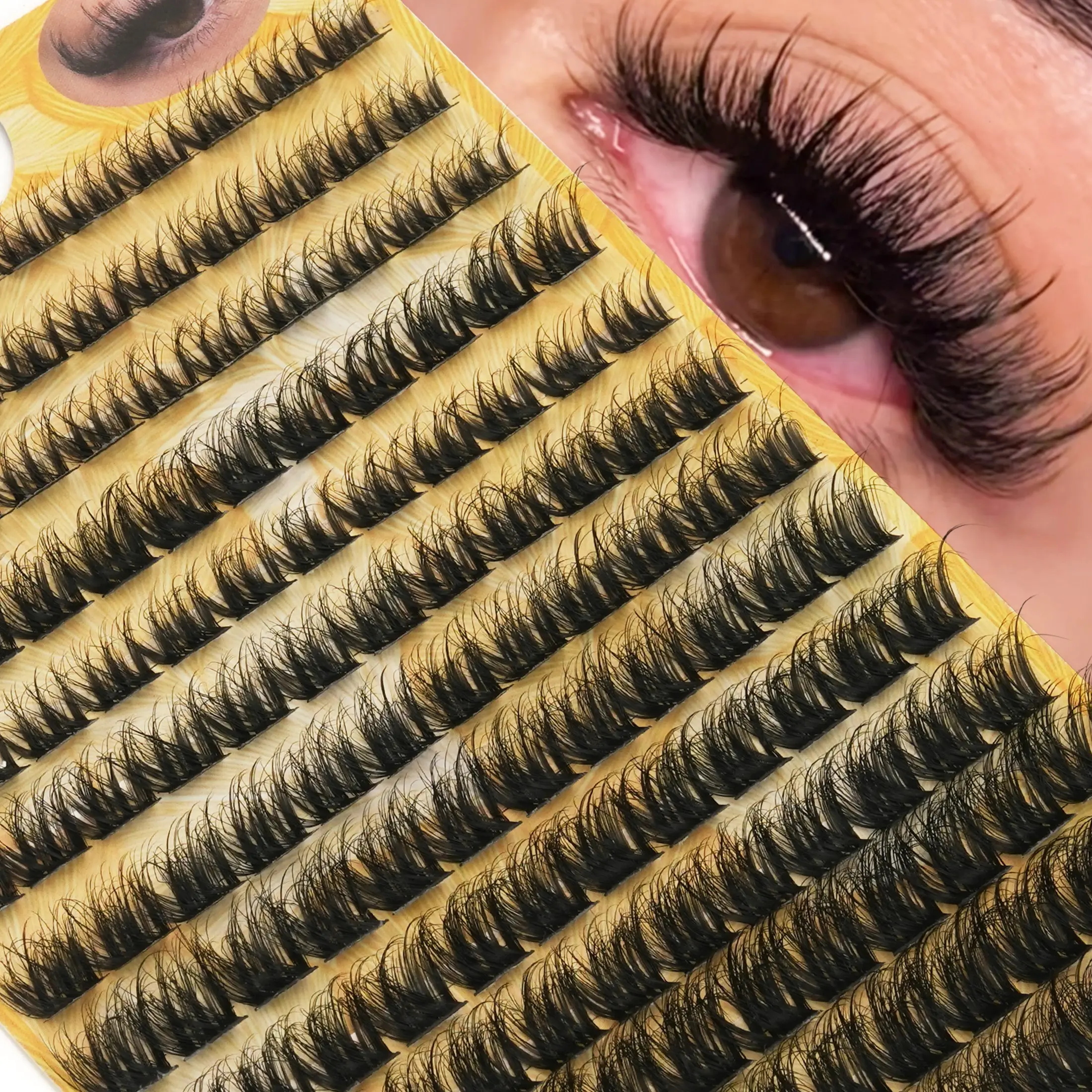 156-Cluster DIY Lash Clusters Set, Volume Lash Clusters, Soft Cluster Eyelashes, 8-16mm Fluffy Soft Individual Cluster Lashes, 0.07mm Thin-Band D-Curl Eyelash Extensions, Reusable & Beginner-Friendly, Cosmetic False Lashes