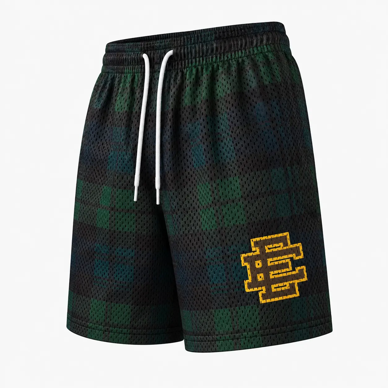 Eric Emanuel Plaid Mesh Shorts Retro Basketball Streetwear Relaxed Unisex Summer Shorts